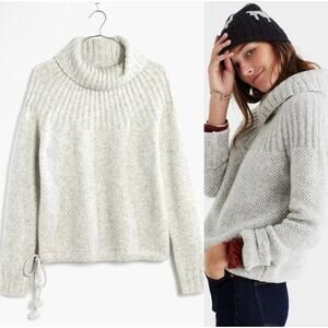 Madewell Snowbound Mohair Wool Drawstring Sweater In Gray Size Large
